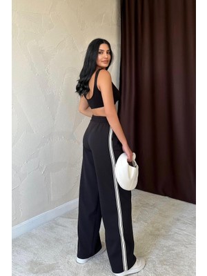 Emh Store Siyah Yanları Şeritli Pantolon