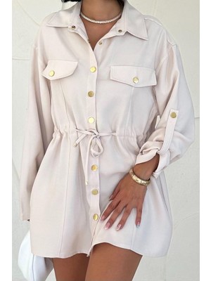 Emh Store Bej Çıtçıtlı Tünelli Gömlek