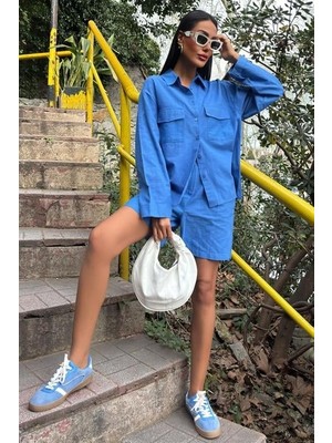 Emh Store Gömlek ve Şort Flamlı Keten Takım 10130