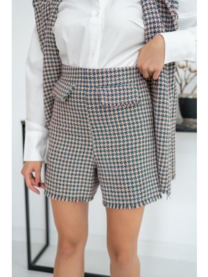 Emh Store Mavi Kazayağı Desenli Yelek ve Şort Takım