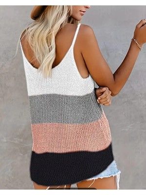 Emh Store Kadın Askılı Yuvarlak Yaka Salaş Triko Bluz