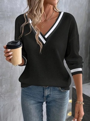 Emh Store Kadın Uzun Kollu V Yakalı Waffle Bluz