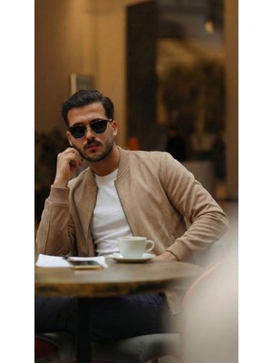 Emh Store Erkek Scuba Süet Kumaş Bomber Hırka