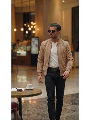 Veraura Lifestyle Erkek Scuba Süet Kumaş Bomber Hırka