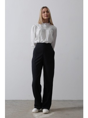 Emh Store Beli Yarım Lastikli Palazzo Pantolon - Lacivert