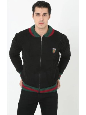 Emh Store Erkek Tam Fermuarlı Triko Hırka - Siyah