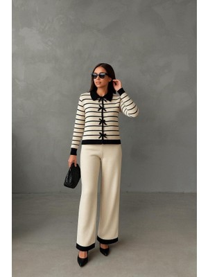 Emh Store Kadın Şerit Detay Bol Paça Pantolonlu Ikılı Takım