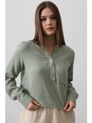 Emh Store Cepli Hakim Yaka Bluz - Haki