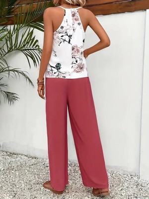 Emh Store Kadın Ip Askılı V Yakalı Süprem Bluz ve Aerobin Pantolon Ikili Takım