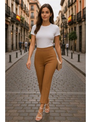 Emh Store Kadın Yüksek Bel Ithal Krep Pantolon