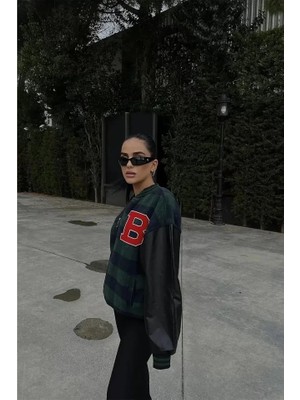 Emh Store Pötikare Desen Nakışlı Kolej Ceket - Haki