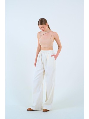 Emh Store Beli Lastikli Palazo Pantolon - Taş