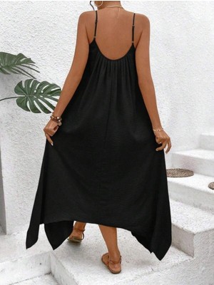 Emh Store Kadın Ip Askılı V Yakalı Asimetrik Detaylı Aerobin Elbise