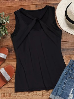 Emh Store Kadın Önden Çapraz Detay Askılı Viskon Bluz