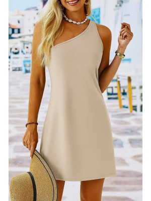 Emh Store Kadın Tek Omuz Askılı Krep Mini Elbise