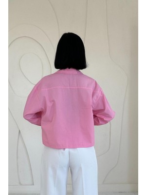 Emh Store Pembe Fleto Cepli Poplin Gömlek