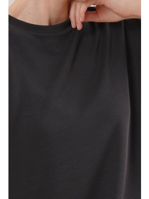 Emh Store Modal Kısa Kollu Üst ve Geniş Paça Eşofman Ikili Siyah Takım