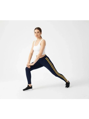 Emh Store Likralı Yan Sarı Şeritli Detaylı Tayt - Siyah