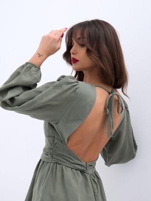 Emh Store 6528 Tulum Elbise-Haki