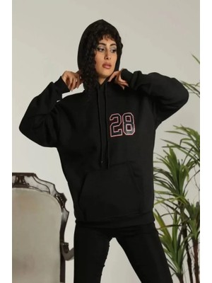 Emh Store Unisex Kapşonlu Baskılı Sweetshirt - Siyah