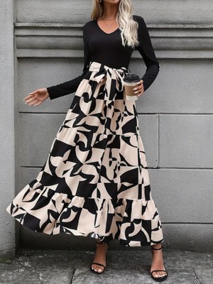 Emh Store Kadın Uzun Kollu Bisiklet Yaka Uzun Elbise