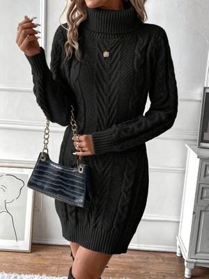 Emh Store Kadın Balıkçı Yaka Mini Triko Elbise