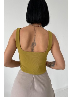 Emh Store Yağ Yeşili Askılı Bluz