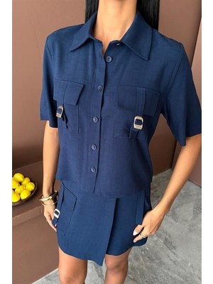 Emh Store Gömlek Şort Etek Viscon Keten Takım 10162