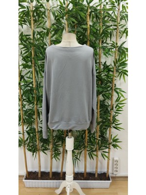 Emh Store Kadın Uzun Kollu Bisiklet Yaka Desenli Viskon Iki Iplik Bluz