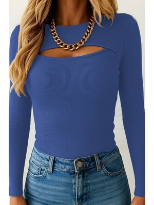 Emh Store Kadın Uzun Kollu Pencere Detaylı Kaşkorse Bluz