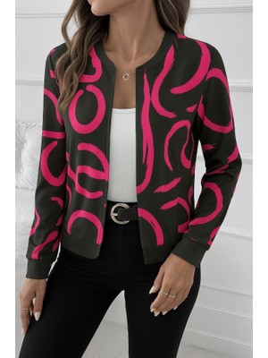 Emh Store Kadın Uzun Kollu Önden Fermuarlı Kısa Şardonlu Dalgıç Ceket