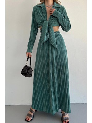 Emh Store Mint Fitilli Gömlek ve Uzun Etek Takım