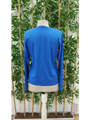 Emh Store Kadın Uzun Kollu Bisiklet Yaka Ayçiçeği Desenli Viskon Bluz