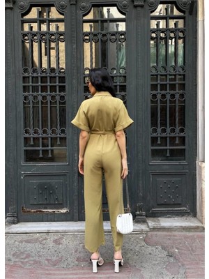 Emh Store Keten Tulum Bel Bağlama Detaylı - Yeşil