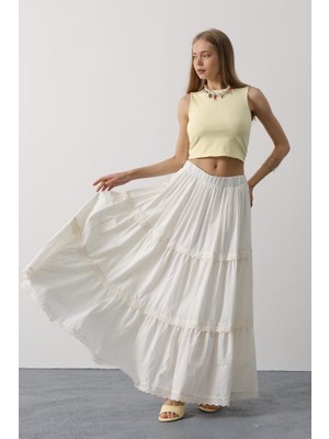 Emh Store Dantel Detaylı Etek - Beyaz