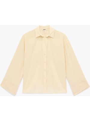 Koton Viskon Karışımlı Klasik Yaka Uzun Geniş Kollu Oversize Gömlek