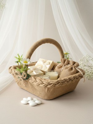 Bonvos Nişan, Nikah, Kına ve Söz Sepeti – Papatya Süslemeli Kare Dekoratif Sepet