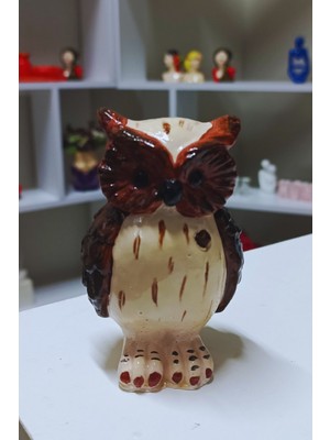 PremiumPort El Boyama Beton Baykuş Biblo, 11 Cm, Dekoratif Figür