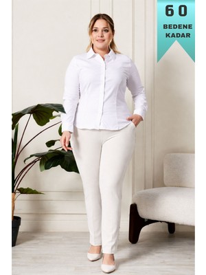 Elmas Tesettür Kadın Tesettür Giyim Büyük Beden Rivetli Scuba Pantolon