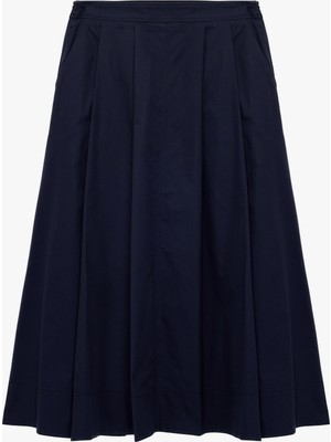 Koton Pamuklu Cepli Pile Detaylı Çan Kesim Midi Poplin Etek