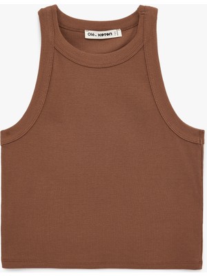 Koton Slim Fit Kolsuz Halter Yaka Bluz