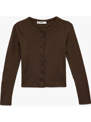 Koton Düğmeli Uzun Kollu Bisiklet Yaka Slim Fit Hırka