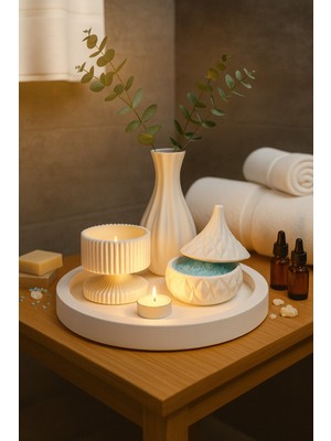 PremiumPort Modern Beyaz 5 Parçalı Dekoratif Set, Şık ve Minimal Tasarım