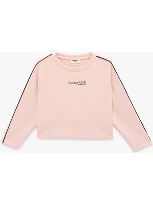 Koton Viskon Karışımlı Biyeli Uzun Kollu Bisiklet Yaka Modal Baskılı Sweatshirt