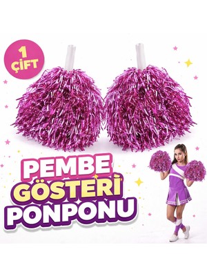 1 Çift Pembe Okul Gösteri Ponponları Ekstra Dolgun