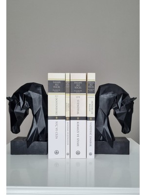 PremiumPort Şık Siyah Kübik At Tasarımlı Kitap Tutucu, Modern Dekorasyon Için Ideal