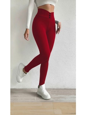 Emh Store Kadın Yüksek Bel Önden Düğmeli Dalgıç Tayt