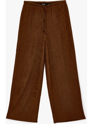 Koton Bürümcük Kumaş Beli Bağcıklı Geniş Paça Bol Pantolon
