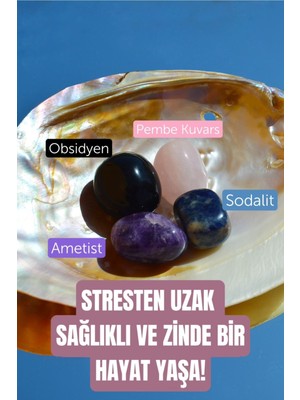 PremiumPort Doğal Taş Tumble Seti, Pozitif Enerji ve Denge Için 4 Renkli Taşlar