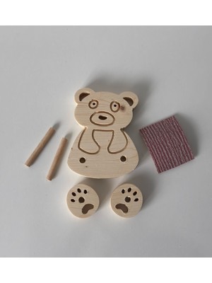 Doruk Ahşap Atölyesi Masif Ahşap Montessori Yaklaşımlı Ayı Figürlü Oyuncak